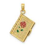 Load image into Gallery viewer, 14K Yellow Gold Polished Enameled Moveable Love Flower Book Pendant