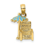Load image into Gallery viewer, 14K Yellow Gold 3-D Beach Chair With Aqua Enameled Umbrella Charm Pendant