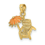 Load image into Gallery viewer, 14K Yellow Gold 3-D Beach Chair With Orange Enameled Umbrella Charm Pendant