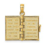 Load image into Gallery viewer, 14K Yellow Gold 3-D Blue Enamel Bible Book With Moveable Pages Charm Pendant