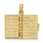 Load image into Gallery viewer, 14K Yellow Gold 3-D Blue Enamel Bible Book With Moveable Pages Charm Pendant