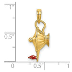 Load image into Gallery viewer, 14K Yellow Gold With Red Enamel & Polished 3-D Genie Lamp Charm Pendant