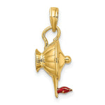 Load image into Gallery viewer, 14K Yellow Gold With Red Enamel & Polished 3-D Genie Lamp Charm Pendant