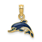 Load image into Gallery viewer, 14K Yellow Gold Blue Enamel Dolphin Charm Pendant