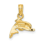 Load image into Gallery viewer, 14K Yellow Gold Blue Enamel Dolphin Charm Pendant