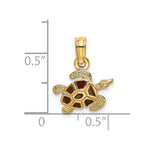 Load image into Gallery viewer, 14K Yellow Gold Textured & Enameled Sea Turtle Charm Pendant