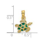 Load image into Gallery viewer, 14K Yellow Gold Textured & Enameled Sea Turtle Charm Pendant