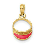 Load image into Gallery viewer, 14K Yellow Gold Fuschia Enameled Beach Sun Visor Charm Pendant
