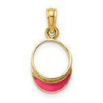 Load image into Gallery viewer, 14K Yellow Gold Fuschia Enameled Beach Sun Visor Charm Pendant
