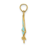 Load image into Gallery viewer, 14K Yellow Gold Aqua Enameled Windsail Surf Board Charm Pendant