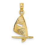 Load image into Gallery viewer, 14K Yellow Gold Aqua Enameled Windsail Surf Board Charm Pendant
