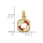 Load image into Gallery viewer, 14K Yellow Gold Red & White Enameled Lifesaver Ring Charm Pendant
