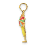 Load image into Gallery viewer, 14K Yellow Gold 2D Yellow Enameled Tropical Drink With Multi-Colored Umbrella Charm Pendant