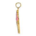 Load image into Gallery viewer, 14K Yellow Gold Strawberry Ice Cream Cone 2-D Pink Enamel
