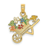 Load image into Gallery viewer, 14K Yellow Gold 3-D Fflower Cart With Multi-color Flowers