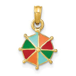 Load image into Gallery viewer, 14K Yellow Gold With Multi-Color Enamel & 2-D Umbrella Charm Pendant