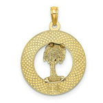 Load image into Gallery viewer, 14K Yellow Gold BLUFFTON, SC On Round Frame With Enameled Palm Tree Charm Pendant