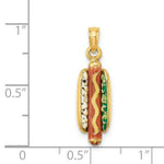 Load image into Gallery viewer, 14K Yellow Gold 3-D Enemel Hot Dog With Bun Charm Pendant