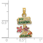 Load image into Gallery viewer, 14K Yellow Gold Multi Enamel MY GARDEN POST Flower Charm Pendant