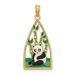 Load image into Gallery viewer, 14K Yellow Gold Enamel Panda Bear & Bamboo Charm Pendant