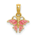 Load image into Gallery viewer, Pink Butterfly Pendant in 14K Yellow Gold - Small - Pink Enameled