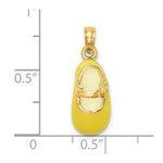 Load image into Gallery viewer, 14K Yellow Gold 3-D With Yellow Enamel BABY SHOE Charm Pendant