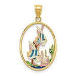 Load image into Gallery viewer, 14K Yellow Gold Enamel Angelfish in underwater Scene Charm Pendant