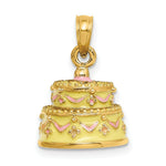 Load image into Gallery viewer, 14K Yellow Gold 3-D Happy Anniversary Cake With Yellow Frosting Charm Pendant