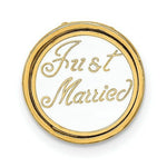 Load image into Gallery viewer, 14K Yellow Gold Polished Enameled JUST MARRIED 3-D Wedding Cake Pendant