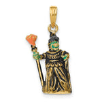 Load image into Gallery viewer, 14K Yellow Gold 3-D Enameled Witch With Broom Charm Pendant