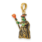 Load image into Gallery viewer, 14K Yellow Gold 3-D Enameled Witch With Broom Charm Pendant