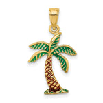 Load image into Gallery viewer, 14K Yellow Gold Enamel Palm Tree Charm Pendant