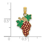 Load image into Gallery viewer, 14K Yellow Gold With Enamel 2-D Grapes With Stem & Leaf Charm Pendant