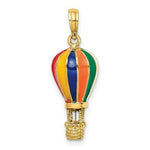 Load image into Gallery viewer, 14K Yellow Gold With Enamel 3-D Hot Air Balloon Charm Pendant