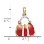 Load image into Gallery viewer, 14K Yellow Gold 3-D Red Enameled HANDBAG MOVEABLE Charm Pendant