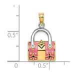 Load image into Gallery viewer, 14K Yellow Gold 3-D Pink Enameled HANDBAG MOVEABLE Charm Pendant