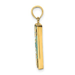 Load image into Gallery viewer, 14K Yellow Gold With Enamel Aqua Picture Frame With flowers Charm Pendant