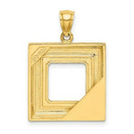 Load image into Gallery viewer, 14K Yellow Gold With Enamel Aqua Picture Frame With flowers Charm Pendant
