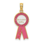Load image into Gallery viewer, 14K Yellow Gold Enamel BIRTHDAY GIRL Pink RIBBON Charm Pendant
