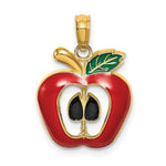 Load image into Gallery viewer, 14K Yellow Gold With Enamel 2-D Cut-Out Apple Charm Pendant