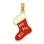 Load image into Gallery viewer, 14K Yellow Gold 2-D & Enamel HO HO HO Christmas Stocking Charm Pendant