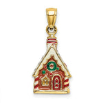 Load image into Gallery viewer, 14K Yellow Gold 3-D Enamel Gingerbread HOUSE Charm Pendant