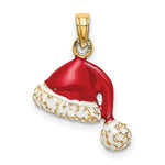 Load image into Gallery viewer, 14K Yellow Gold 3-D With Red & White Enamel SANTA HAT Charm Pendant