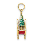 Load image into Gallery viewer, 14K Yellow Gold 3-D Enamel SLEIGH With CHRISTMAS TREE INSIDE Charm Pendant
