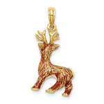 Load image into Gallery viewer, 14K Yellow Gold 3-D Enamel RUDOLPH THE RED NOSE REINDEER Charm Pendant