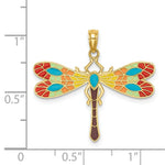 Load image into Gallery viewer, 14K Yellow Gold Multi Color Enamel Dragonfly Charm Pendant