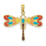 Load image into Gallery viewer, 14K Yellow Gold Multi Color Enamel Dragonfly Charm Pendant