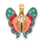 Load image into Gallery viewer, 14K Yellow Gold With Multi-Color Enamel Butterfly Charm Pendant