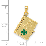 Load image into Gallery viewer, 14K Yellow Gold 3-D Moveable Enameled An Irish Prayer Book With CLover Charm Pendant