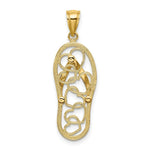 Load image into Gallery viewer, 14K Yellow Gold Multi Heart Flip-Flop With White Enamel Charm Pendant